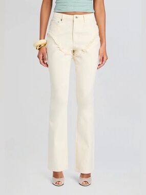 NWT SER.O.YA Dahlia Frayed Bootcut Jeans White Western Sz 27